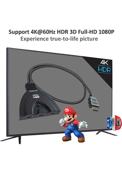 4K 60hz HDMI Uyumlu Switcher Switch Selector Splitter, Hdtv DVD Tv Kutusu Z2 Xbox Ps4 Için Hub ile (Yurt Dışından)