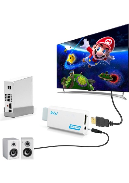 Full Hd 1080P Wii - HDMI Uyumlu Dönüştürücü Adaptör WII2HD Dönüştürücü Pc Hdtv Monitör Ekranı Için 3.5mm Ses (Yurt Dışından)