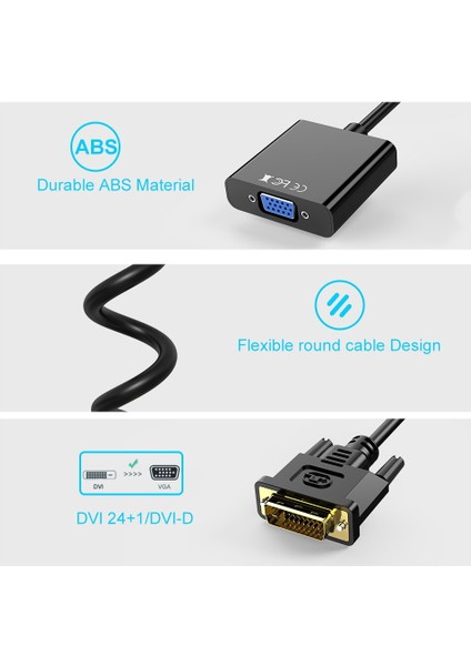 DVI VGA Adaptörü Video Dönüştürücü 24 1dvi-D Erkek VGA Kadın 1080P Kablo Monitör Için LCD Pc Ekran Hdtv Projektör (Yurt Dışından)