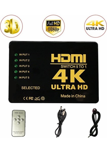 5x1 Bağlantı Noktası HDMI Uyumlu Anahtar Değiştirici Bağlantı Noktası 1080P Video DVD Psp Hdtv Için 4KX2K Hub UHD Adaptör Conventer (Yurt Dışından) fırsatları