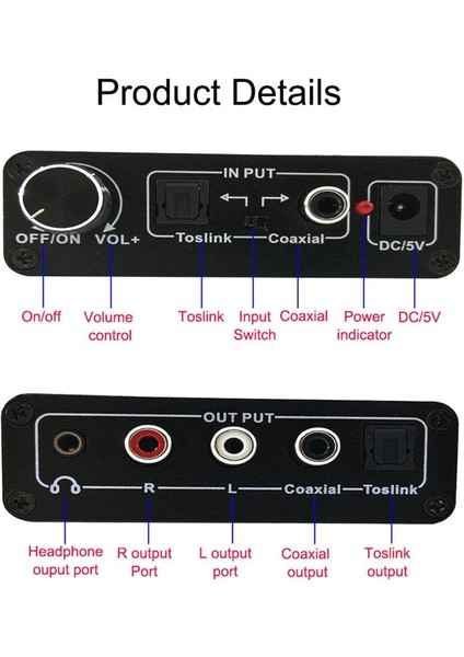 Koaksiyel Dijital - Analog Rca 3.5mm Ses Hifi Dönüştürücü Adaptör, Spdif Toslink Dijital - Analog Ses Anahtarı ile (Yurt Dışından)