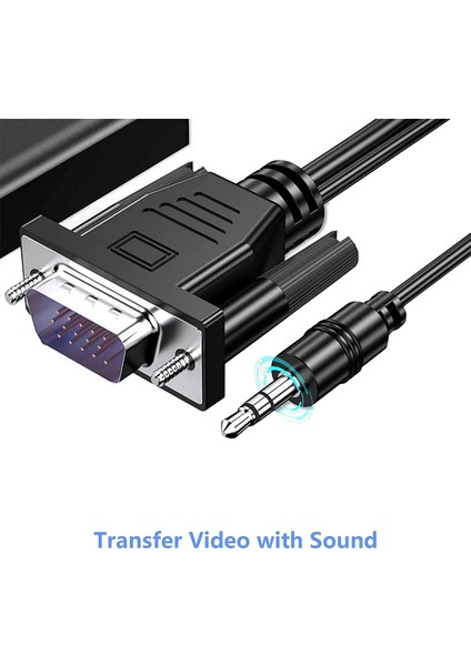1080P VGA - HDMI Uyumlu Dönüştürücü Adaptör Kablosu, Ses Çıkışlı VGA Hd Adaptörü Pc Laptop Için Hdtv Projektöre (Yurt Dışından)