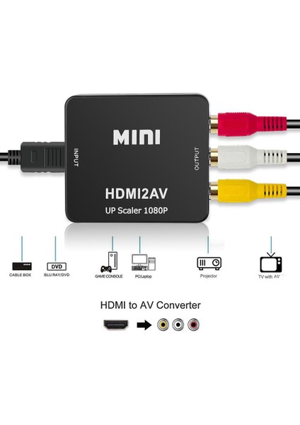 HDMI Uyumlu Rca Av'den Hd Dönüştürücüye Av/cvsb L/r Video Box Hd 1080P 1920*1080 60hz HD2AV Desteği Ntsc Pal Çıkışı (Yurt Dışından) fiyatları