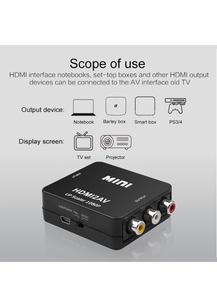 HDMI Uyumlu Rca Av'den Hd Dönüştürücüye Av/cvsb L/r Video Box Hd 1080P 1920*1080 60hz HD2AV Desteği Ntsc Pal Çıkışı (Yurt Dışından) indirimleri