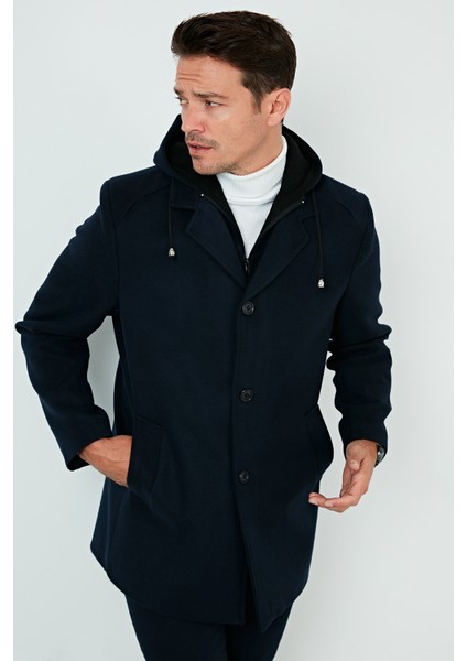 Çıkarılabilir Kapüşonlu Kırçıllı Slim Fit Kaşe Kaban Erkek KABAN 5841013 fiyatları