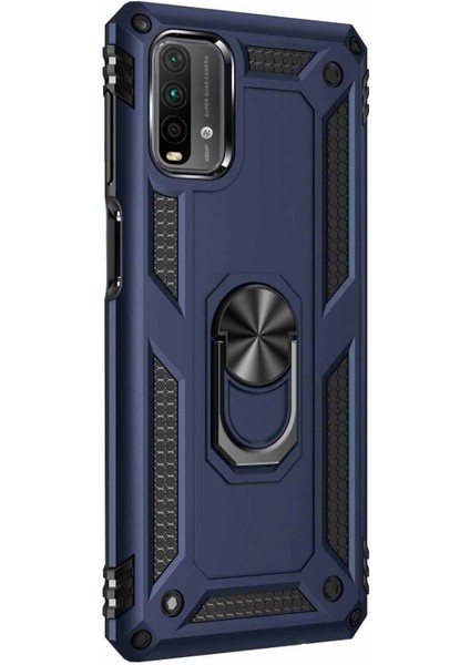 Xiaomi Redmi Note 9 4g Kılıf Military Ring Holder Lacivert fiyatları