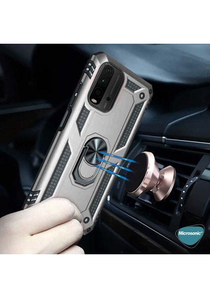 Xiaomi Redmi Note 9 4g Kılıf Military Ring Holder Lacivert modelleri