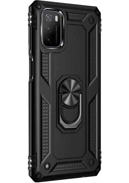 Xiaomi Poco M3 Kılıf Military Ring Holder Siyah fiyatları