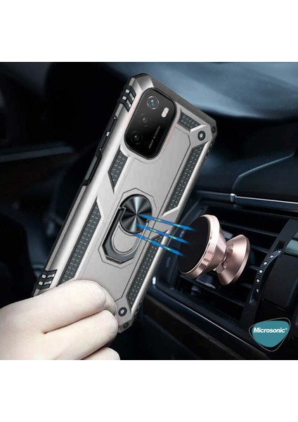 Xiaomi Poco M3 Kılıf Military Ring Holder Siyah modelleri