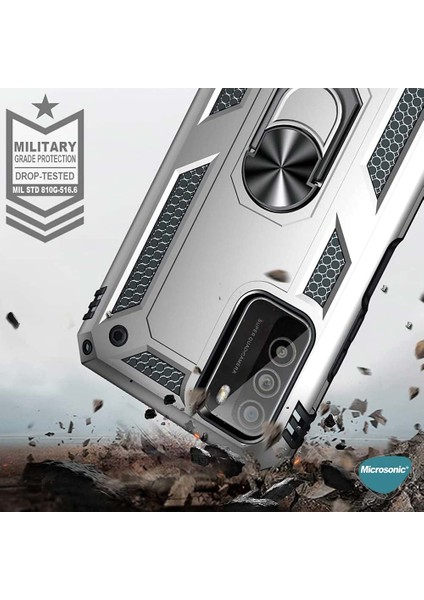 Xiaomi Poco M3 Kılıf Military Ring Holder Lacivert