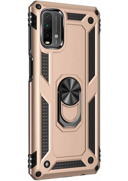 Xiaomi Redmi Note 9 4g Kılıf Military Ring Holder Gold fiyatları