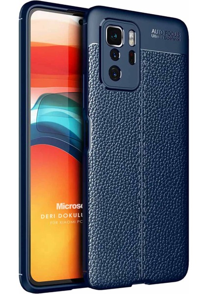 Xiaomi Poco X3 Gt Kılıf Deri Dokulu Silikon Lacivert