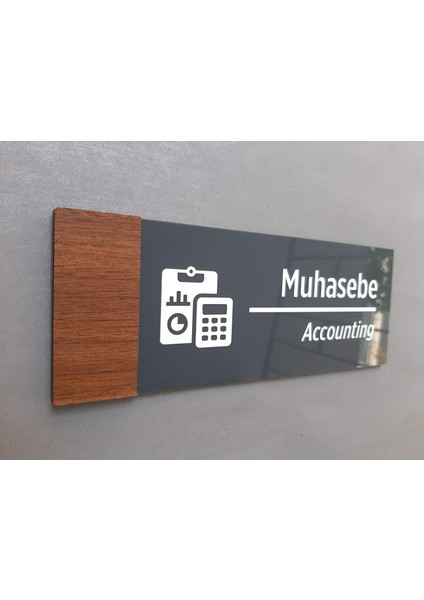 Wooden Serisi Muhasebe Yönlendirme Tabelası 24 x 9 cm