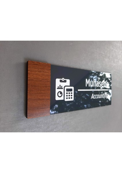 Wooden Serisi Muhasebe Yönlendirme Tabelası 24 x 9 cm modelleri