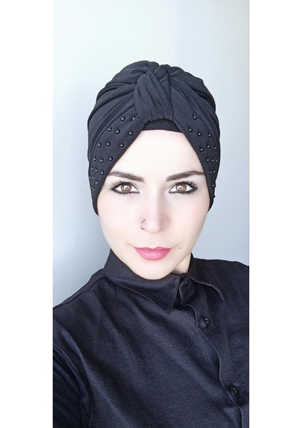 Kadın Tesettür Inci Düğüm Bone Lacivert fiyatları