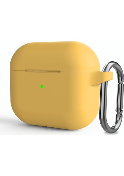 Apple Airpods 3 Askılı Mat Silikon Kılıf Sarı