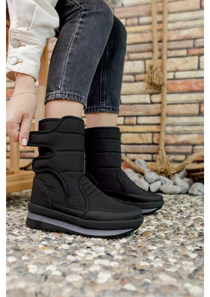 Modaonn Unisex Siyah Kürklü Kar Botu