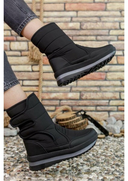 Modaonn Unisex Siyah Kürklü Kar Botu