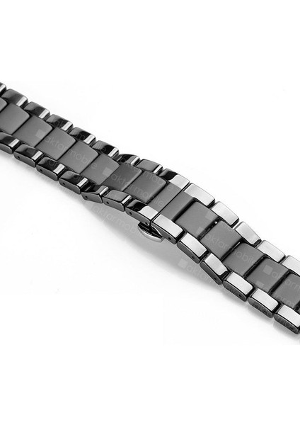 Apple Watch 7 6 Se 5 4 3 2 1 - 38 / 40 / 41 mm Uyumlu Seramik Metal Kordon Premium Seramik Kayış - Siyah