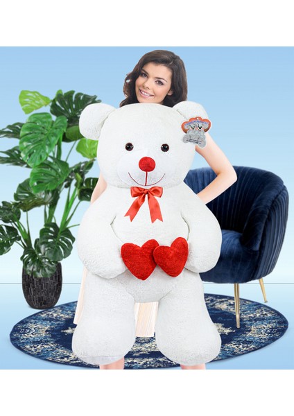 130 cm Çift Kalp Tutan Peluş Ayı