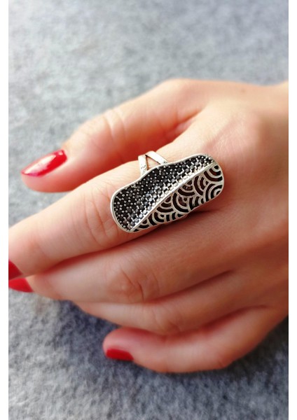 Antik Gümüş Kaplama Motif Şekilli El Yapımı Ayarlanabilir Yüzük fiyatları