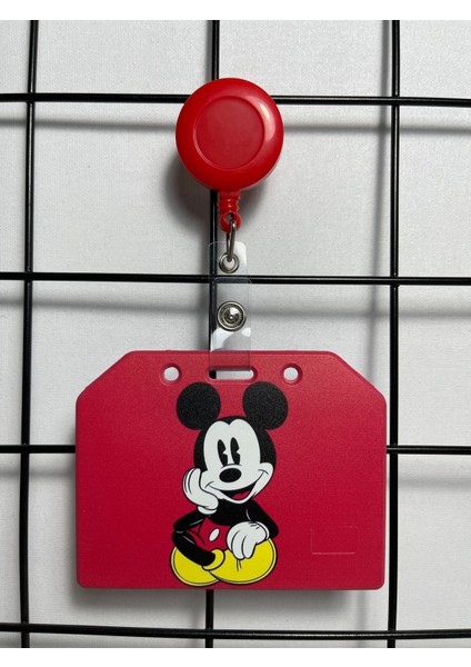 Mickey Kırmızı Yan Yaka Kart Kılıfı