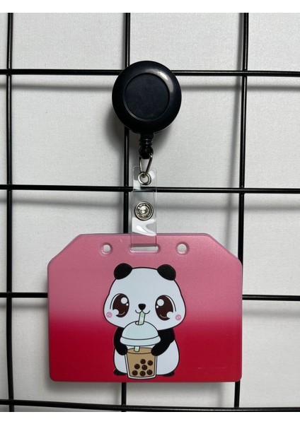 Panda Kırmızı Yan Yaka Kart Kılıfı