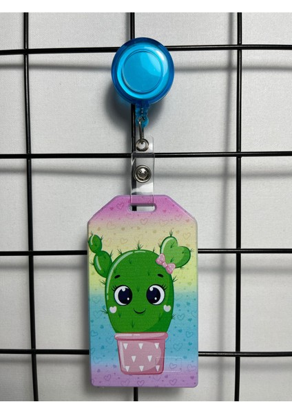 Renkli Kaktüs Çiçeğim Dik Yaka Kart Kılıfı