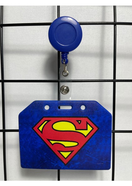 Superman Lacivert Yan Yaka Kart Kılıfı