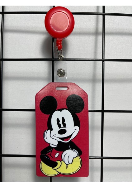 Mickey Kırmızı Dik Yaka Kart Kılıfı