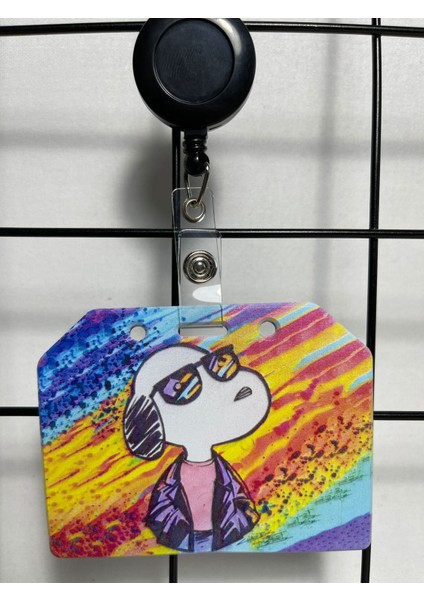 Snoopy Dog Renkli Yan Yaka Kart Kılıfı