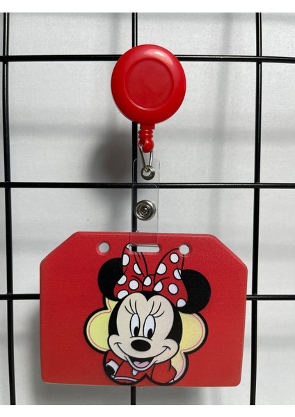 Kırmızı Minnie Mouse Yan Yaka Kart Kılıfı