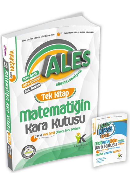 ALES Matematiğin Kara Kutusu Tek Kitap Konu Özetli Dijital Çözümlü Çıkmış Sor Bankası