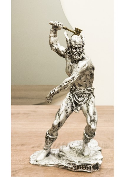 Antioch Artdesign Thor Biblo 27 cm Tasarım Mitolojik Heykel Ev Dekor Hediyelik Eşya