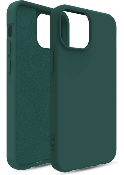 Apple iPhone 11 Kılıf Mat Yüzey Içi Kadife Oley Arka Kapak Koyu Yeşil