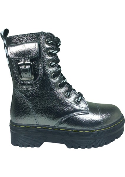 Ortopedikal Turkuaz Patik Kız Çocuk Bot Platin Fermuarlı ve Bağcıklı % 100 Deri Ortopedik Anatomik