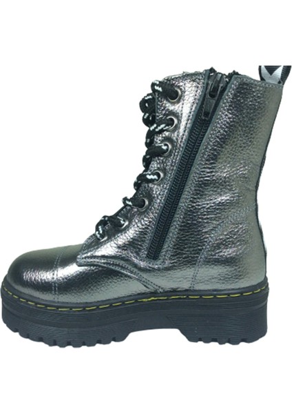 Ortopedikal Turkuaz Patik Kız Çocuk Bot Platin Fermuarlı ve Bağcıklı % 100 Deri Ortopedik Anatomik modelleri