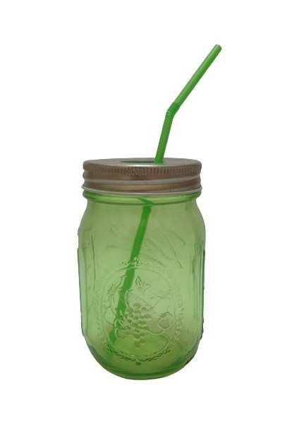 Pipetli Cam Kupa Bardak,koyu Yeşil 8X8X10CM 420ML