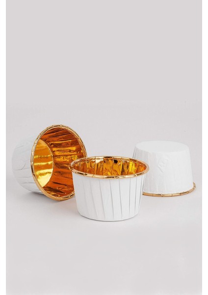 Beyaz Gold Muffin Kek Kapsülü Cupcake Kalıbı 25'li