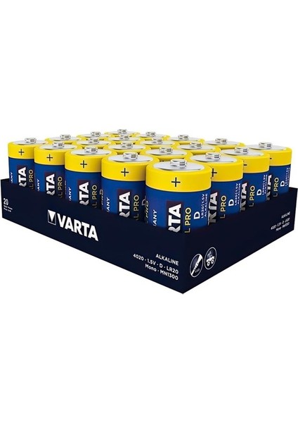 4020 Endüstriyel Alkalin D Size Büyük Boy Pil 20'li