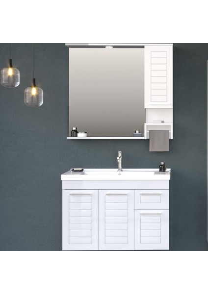 Perge 100 cm Beyaz Banyo Dolabı Alt Modül ve Lavabo fiyatları