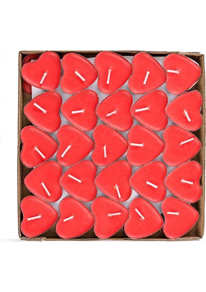 50'li Tealight Mum Kalp Kırmızı