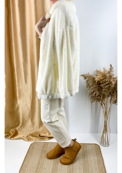 Krem Rengi Fermuarlı Kürk Mont fiyatları