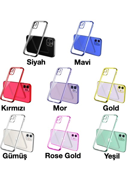 Apple iPhone 11 6.1inç Renkli Kenar Şeffaf Kılıf Kamera Korumalı Silikon Kılıf fiyatları