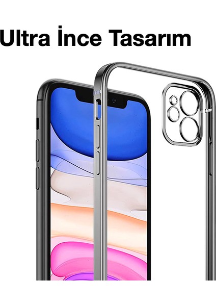 Apple iPhone 11 6.1inç Renkli Kenar Şeffaf Kılıf Kamera Korumalı Silikon Kılıf fırsatları