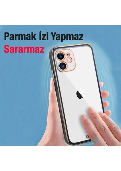 Apple iPhone 12 6.1inç Gold Çerçeve Kamera Korumalı Silikon Bumper Kılıf modelleri