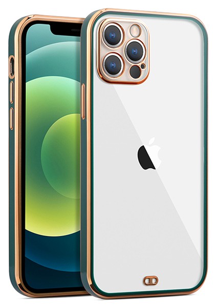 Apple iPhone 12 Pro Max 6.7inç Gold Çerçeve Kamera Korumalı Bumper Kılıf