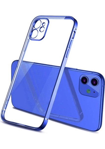 Apple iPhone 11 6.1inç Renkli Kenar Şeffaf Kılıf Kamera Korumalı Silikon Kılıf
