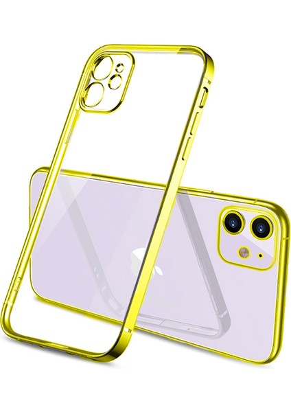Apple iPhone 11 6.1inç Renkli Kenar Şeffaf Kılıf Kamera Korumalı Silikon Kılıf