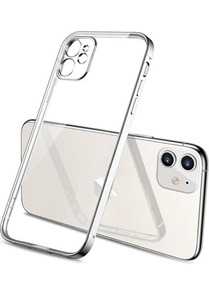 Apple Apple iPhone 11 6.1inç Renkli Kenar Şeffaf Kılıf Kamera Korumalı Silikon Kılıf